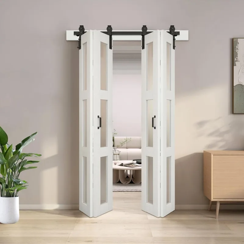 2025 Bifold Sliding Barn Doo Barn Door Hardware, Folding Door with 52