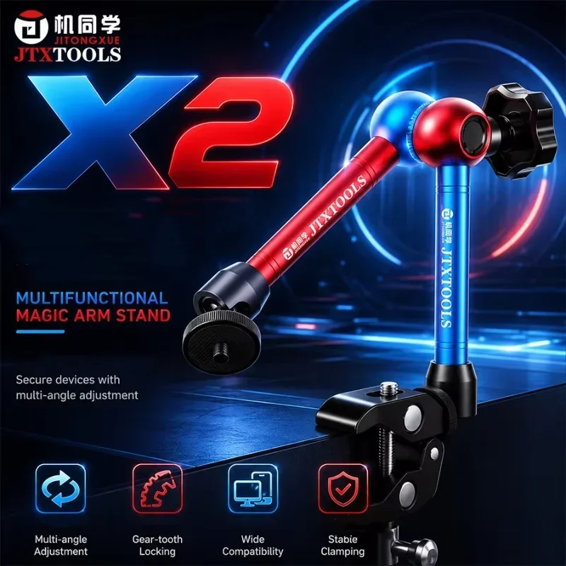 JTX X2 Universeller Schwerlast-Magic-Arm-Halter 360° Drehbare Tischklemme für Wartungs- und Messgeräte Handy-Reparatur – Detail 9