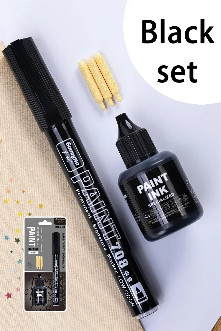 GuangNa Permanent Metallic Farbmarker-Set mit Tintenstiften für DIY-Harzformen, Reifen, Metall, Öl, Gold, Silber, Weiß, Schwarz – Detail 11
