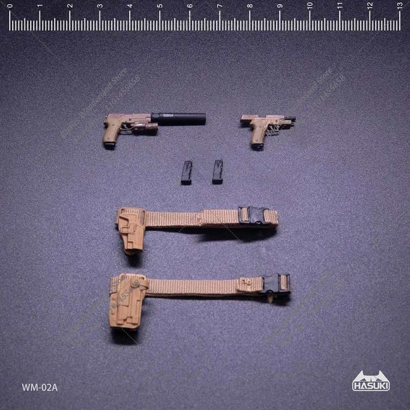 In Stock HASUKI 1/12 Scale WM-02 P226 Sandy/Grey Color Gun Holster Weapon Accessory Kit Model for 6In Male Solider Action Figure