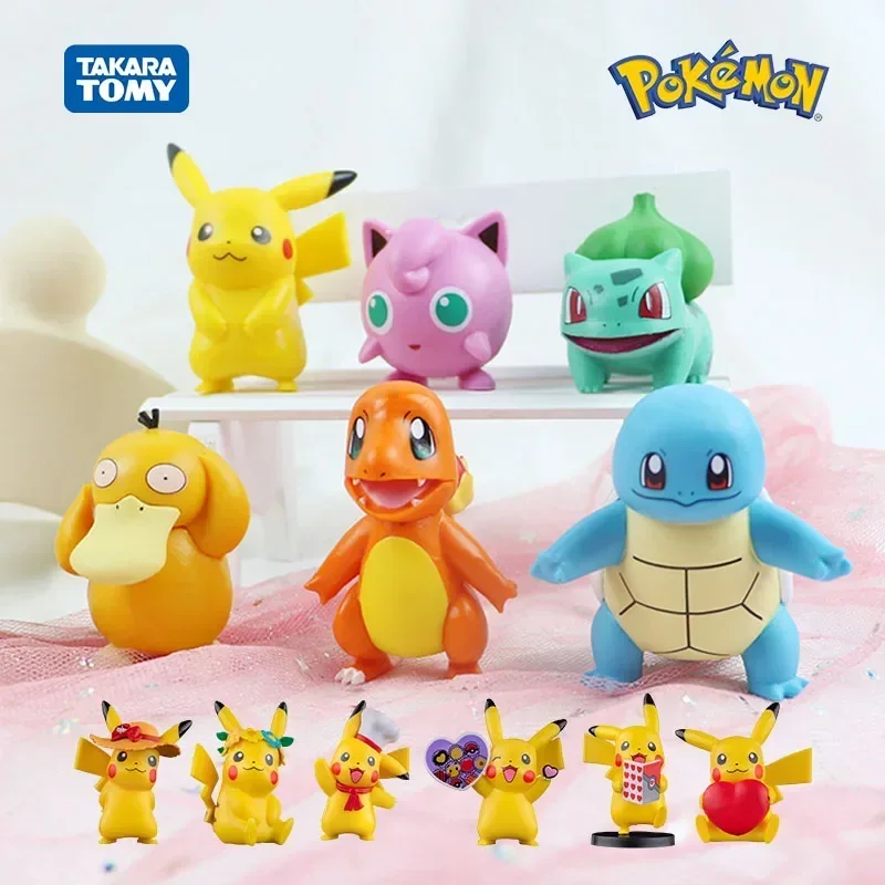 Pokemon Anime Action Figures Pikachu Toys Model Charmander Psyduck Squirtle Jigglypuff Bulbasaur Kawaii Collect Dolls Kids Gift