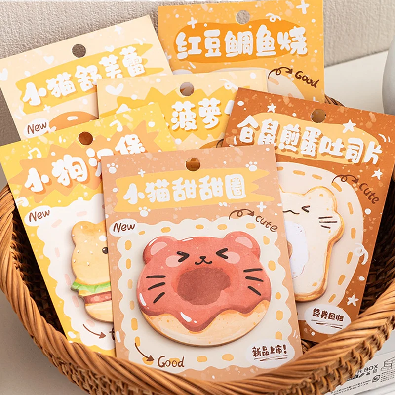 

Creative Bread Sticky Notes Cute Cartoon Memo Pad Unique Design Note Paper Kawaii Dessert Cuisine DIY
