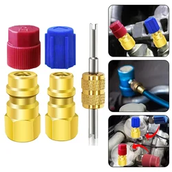 2Pc R12 To R134A Air-Condition A/C Filling Valve Fitting Port Adapter Retrofit Charging Port Adapter Quick Disconnect Coupler
