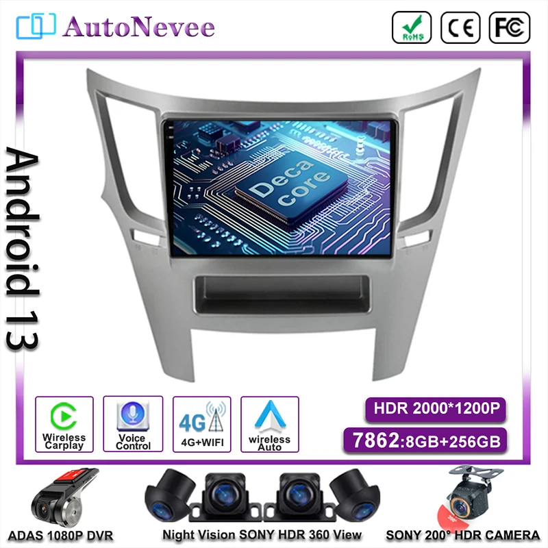 Android 14 For Subaru Outback 4 Legacy 5 Multimedia Car Player Head Unit Auto Radio Navigation GPS No 2Din DVD Stereo Dash Cam