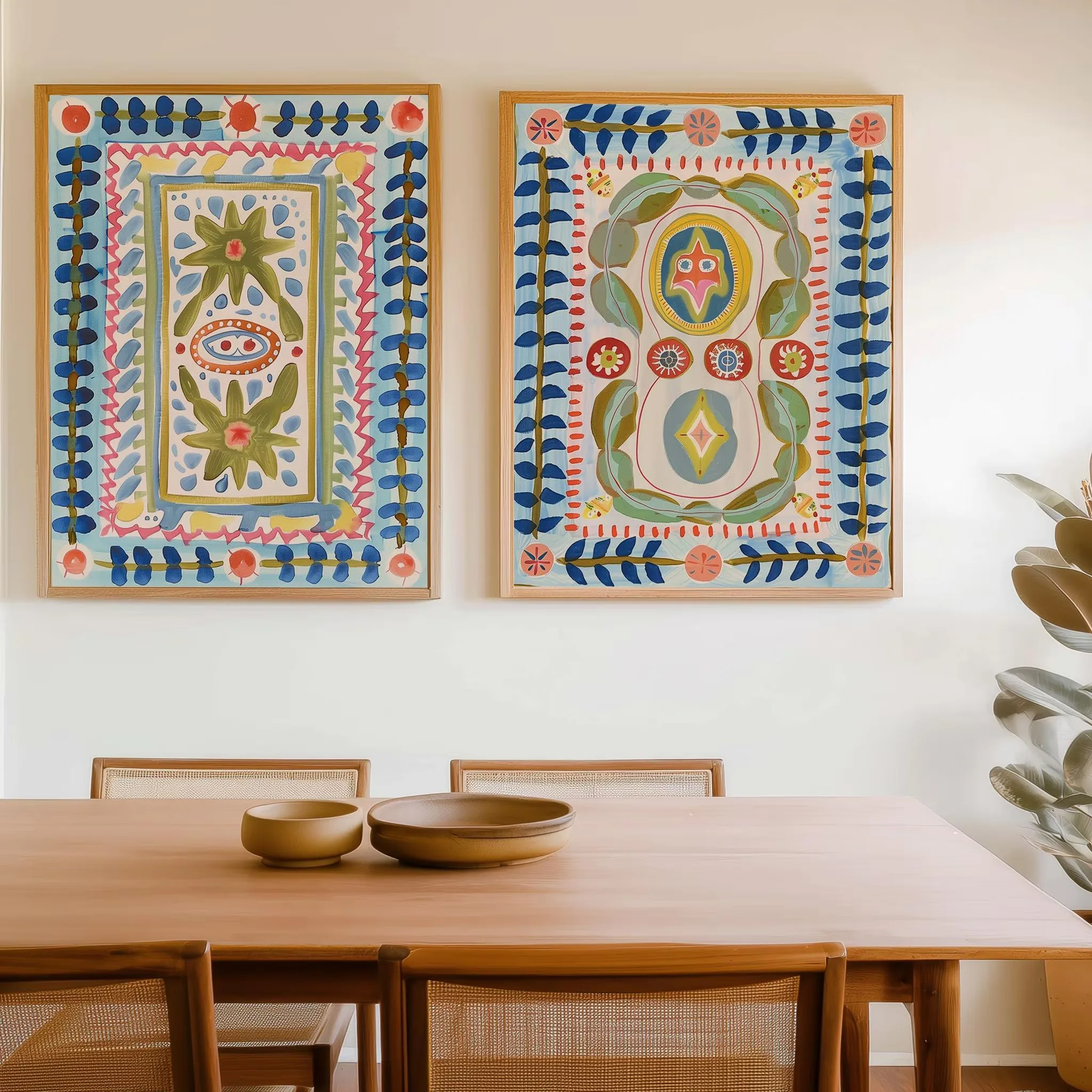 Two Prints Abstract Art Watercolor Painting Boho Print Decor Blue Bedroom Boho Poster Canavs Pictures For Living Room Decor