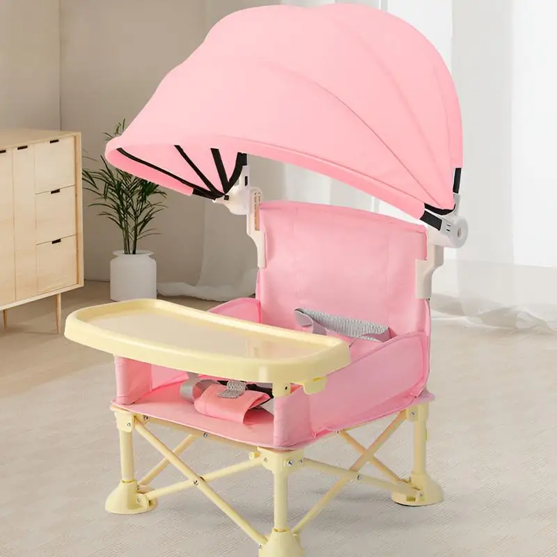 Toddler Feeding Chair Baby Furniture Supplies Booster Seat Dining Chair With Removable Tray And Sunshade For Baby  Travel Beach