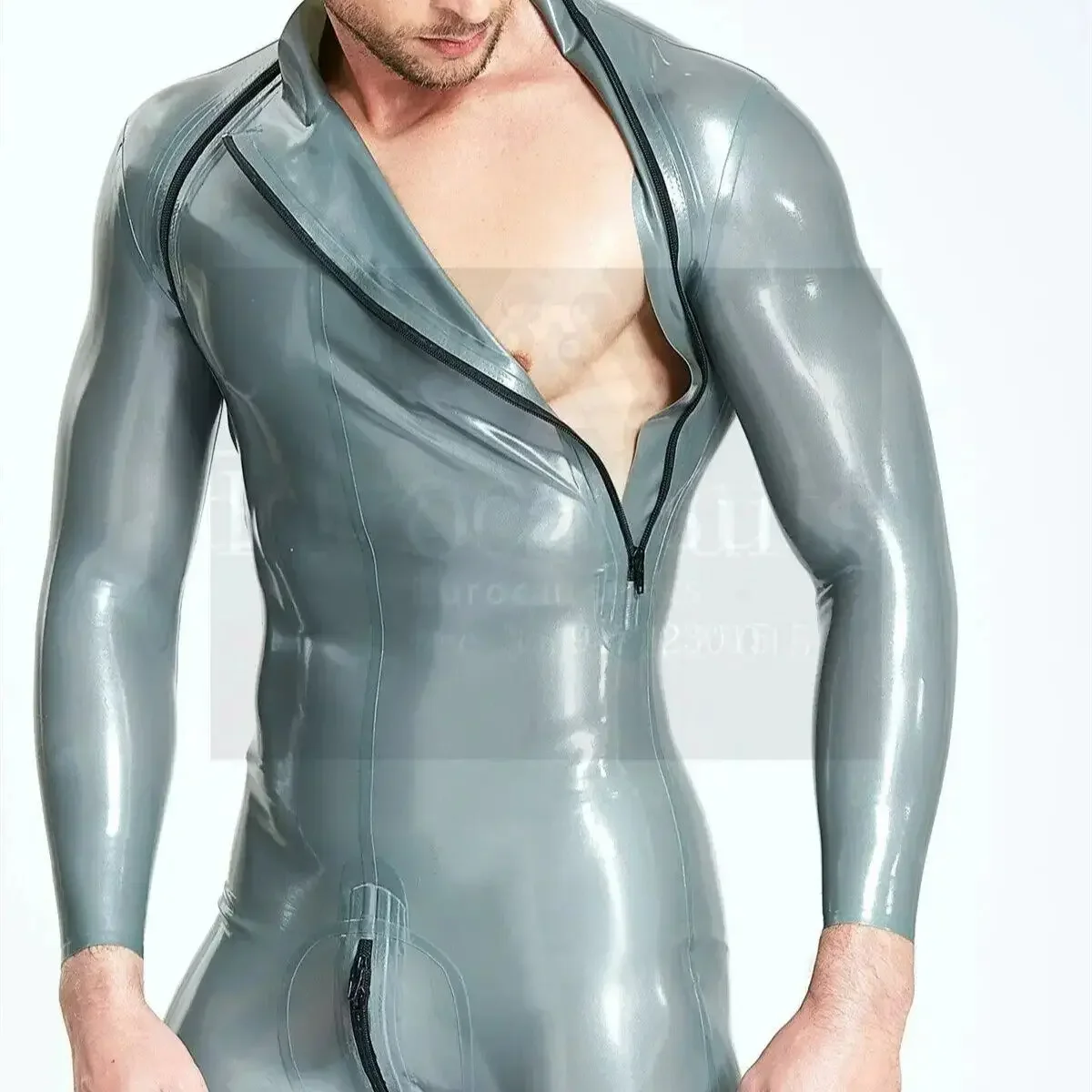 latex  suit men rubber fetish latex shorts customised 0.4mm latex zentai sexy full mask sexy bodysuit for men