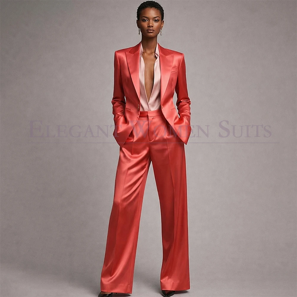 

Luxury One-Button Women's Suits Elegant Peak Lapel Slim Fit Blazer High Quality Evening 2 Piece Jacket Pants Outfits Full Sets