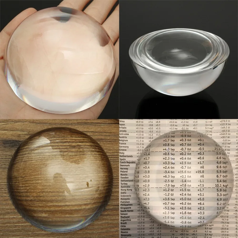 80mm K9 Clear Magnifying Crystal Dome Magnifier Reading Paperweight Hemisphere Semi Ball Crystal Ball