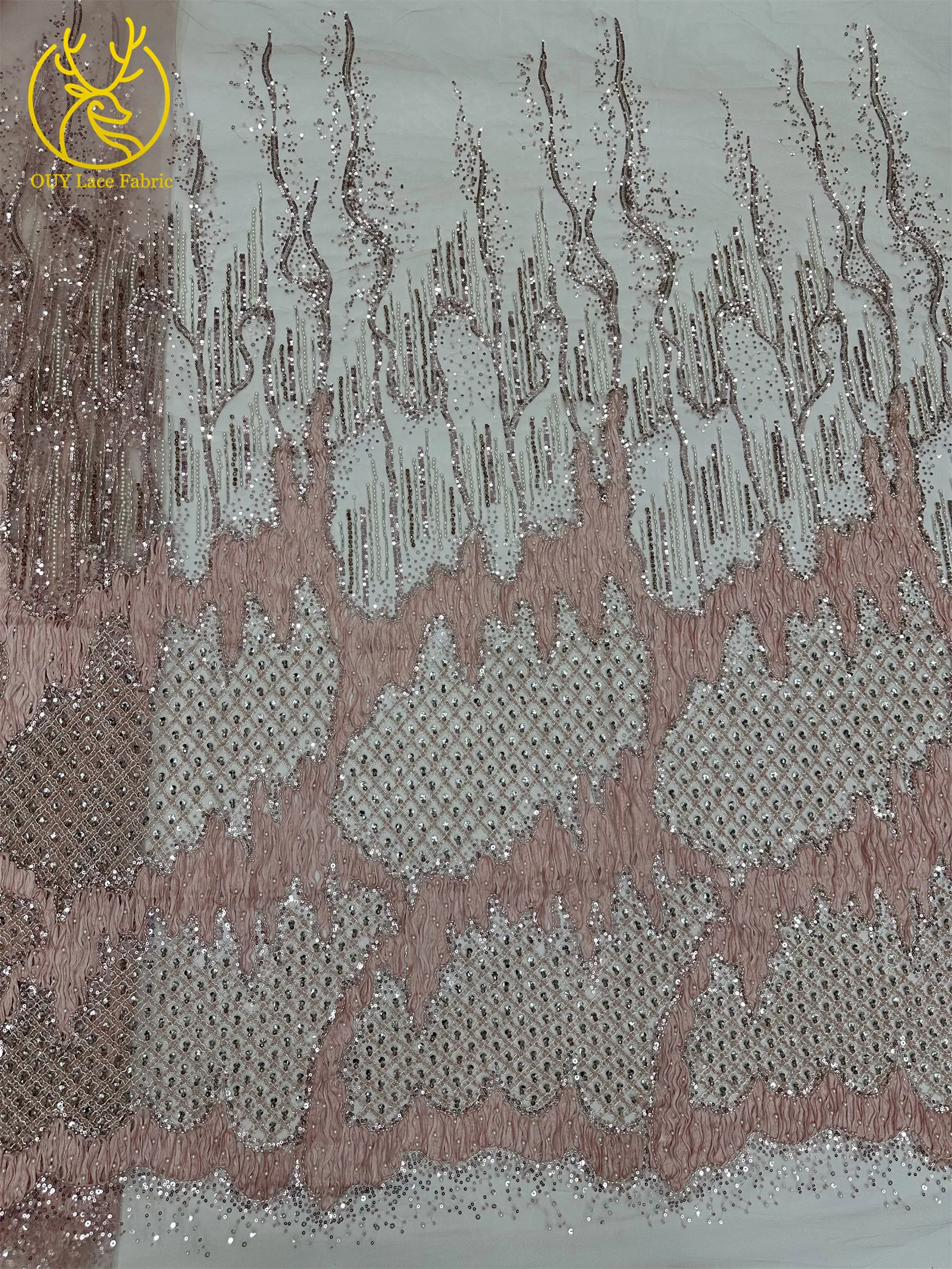 2026 Neues Design Französischer Perlen-Tüll-Spitzenstoff Weinrot Nigerianischer Afrikanischer Pailletten-Netzstoff für Abendkleider 5 Yards – Detail 23