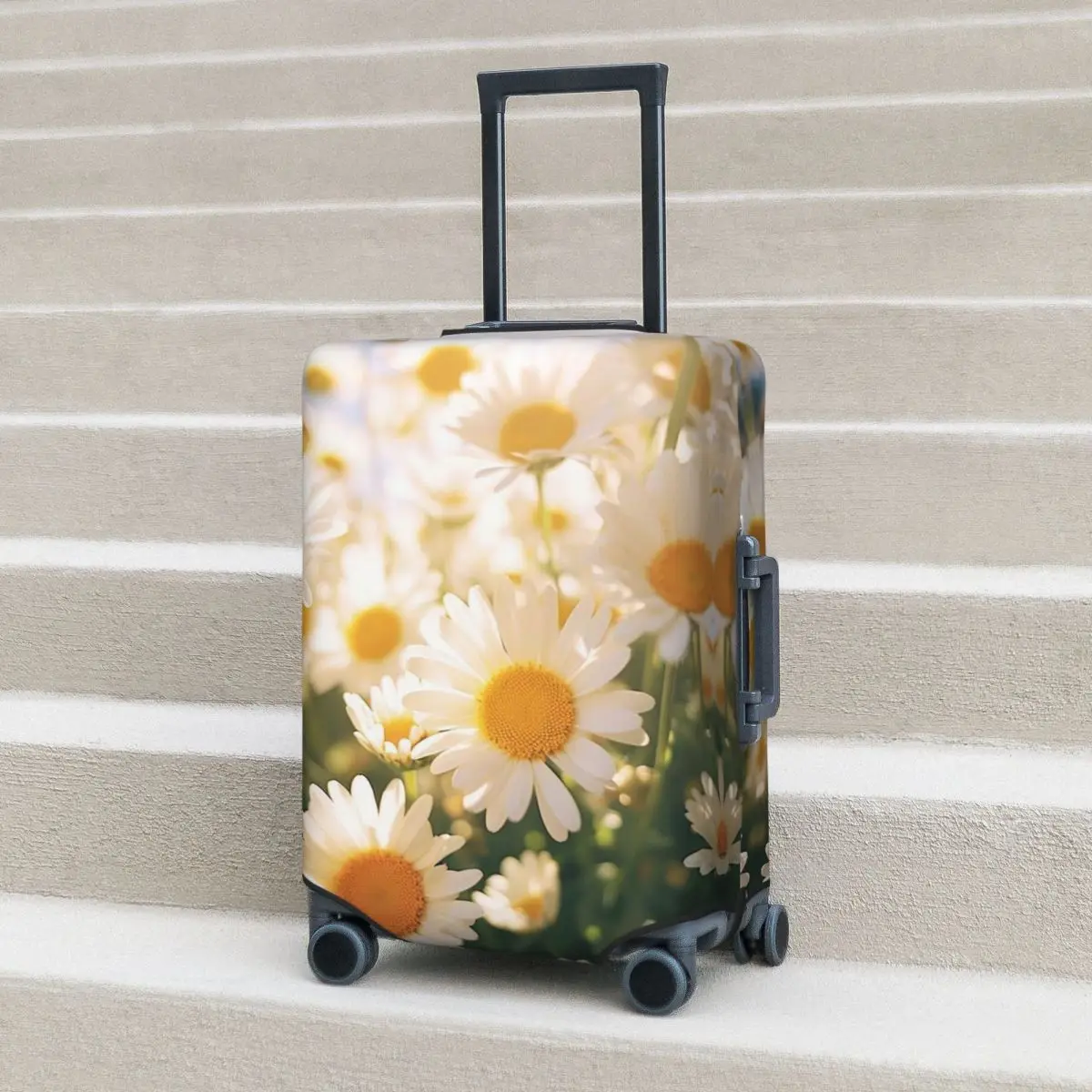

Daisies Blossom Abstract Flowers Print Suitcase Cover Protection Elastic Travel Luggage Protector Covers for 18-32 Inch