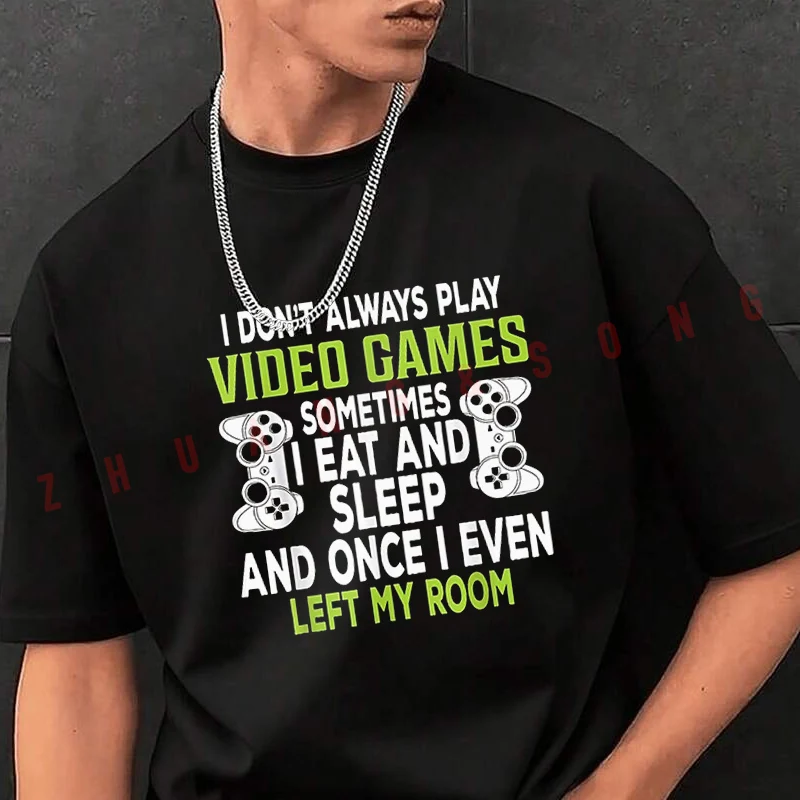 

Мужская модная футболка с принтом "Я не всегда играю в видеоигры", с коротким рукавом, изысканный дизайн, базовая футболка