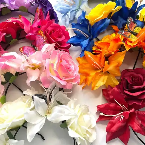 Butterfly Design Artificial Rose Hair Band Handmade Wedding Headwear Faux Flower Headband Artificial Flower Lightweight