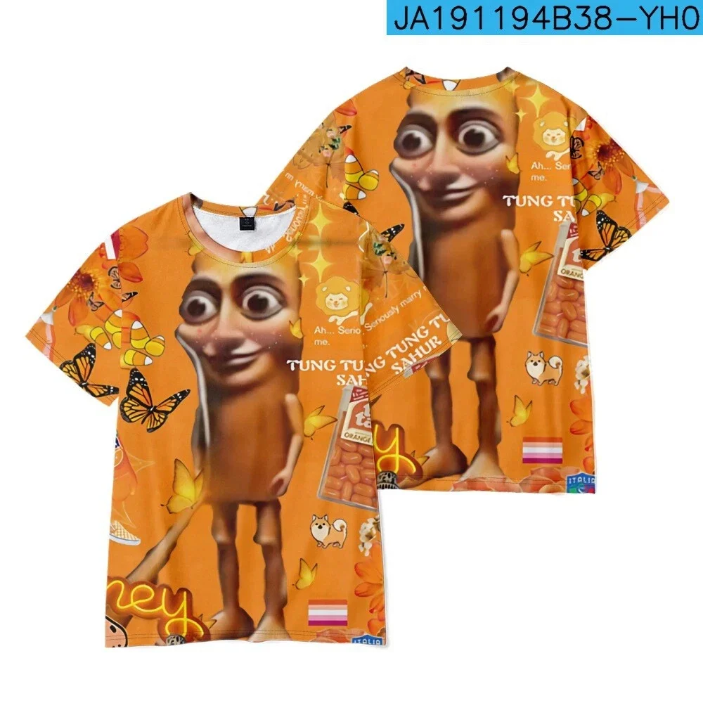 Neues KI-Mode-Tung-Sahur-italienisches Brainrot-Cartoon-Print-T-Shirt, atmungsaktive Sportkleidung für Kinder, 3D-Kleidung für Jungen – Detail 6