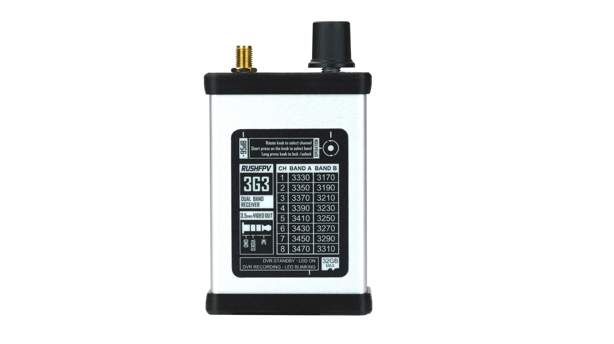 RushFPV 3.3G 2W VTX 8CH 2000MW Audio Video FPV Transmitter Receiver Module 7-30V for RC Remote Multi-Rotor DIY Parts