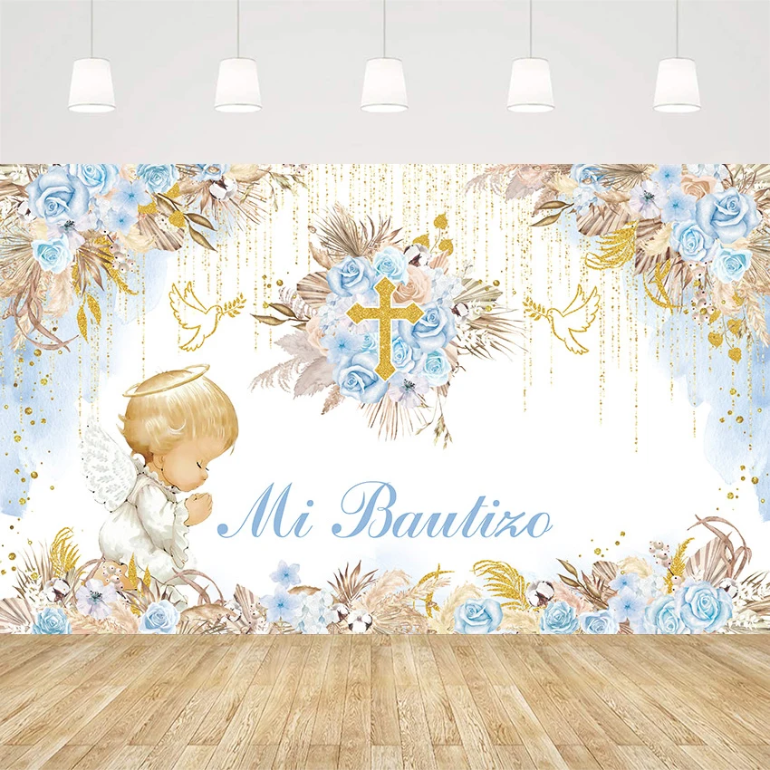 

AIBIIN Boy Girl Baptism Background Newborn Christening Cross Bible Photographic Background Studio Baptism Christening Banner