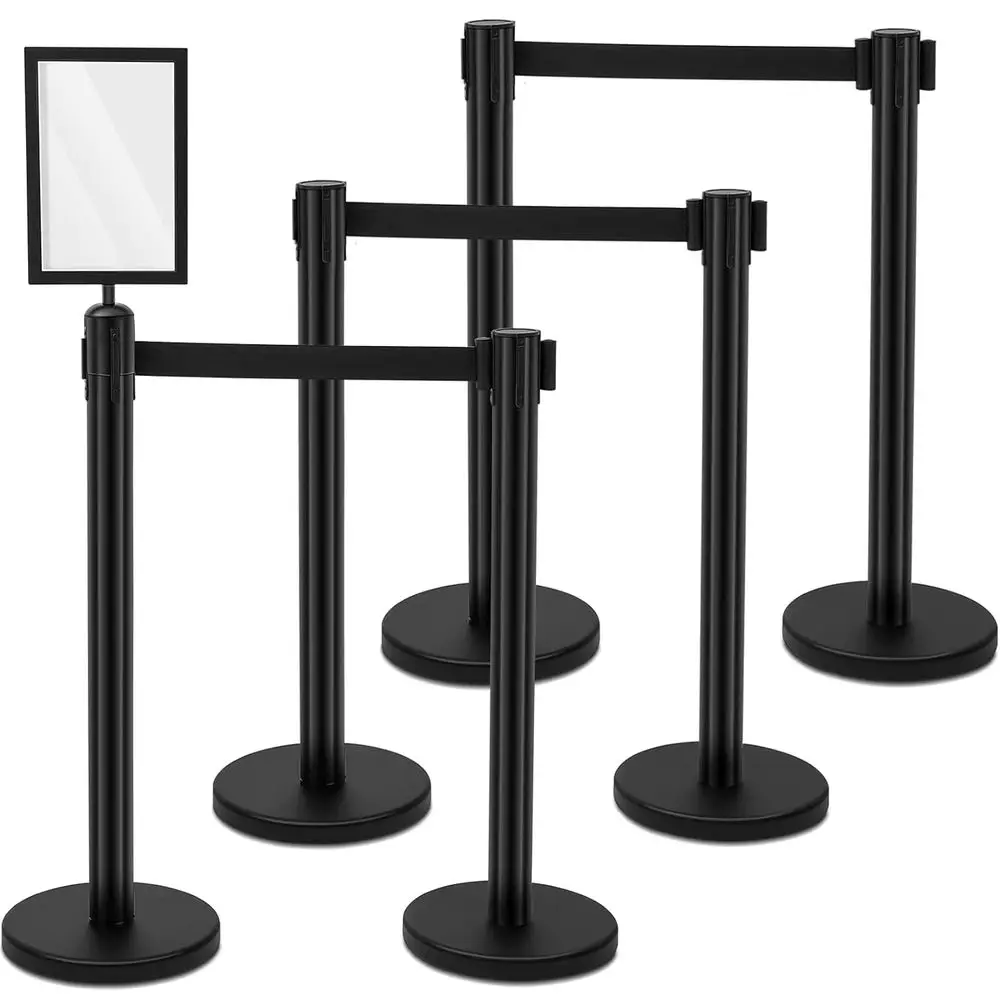 

Geelin 6 Pack 9.8 t Heavy Duty Crowd Control Stanchions StainlSteel Stanchion Set with 6 Saety Barrier Post with Retractable Bel