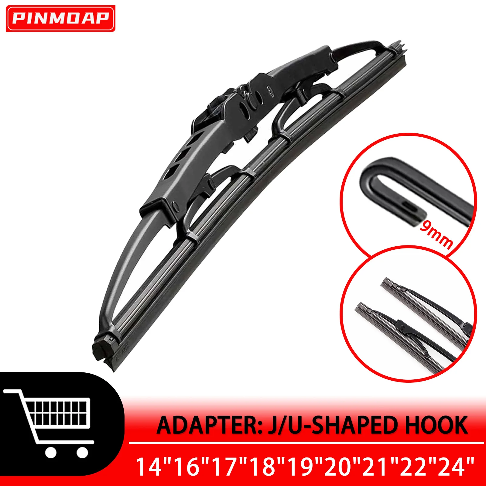 1pc automotivo quadro de ferro limpador de pára-brisa universal u/j gancho 14 "16" 17 "18" 19 "20" 21 "22" 24 "hd limpador silencioso peças automotivas