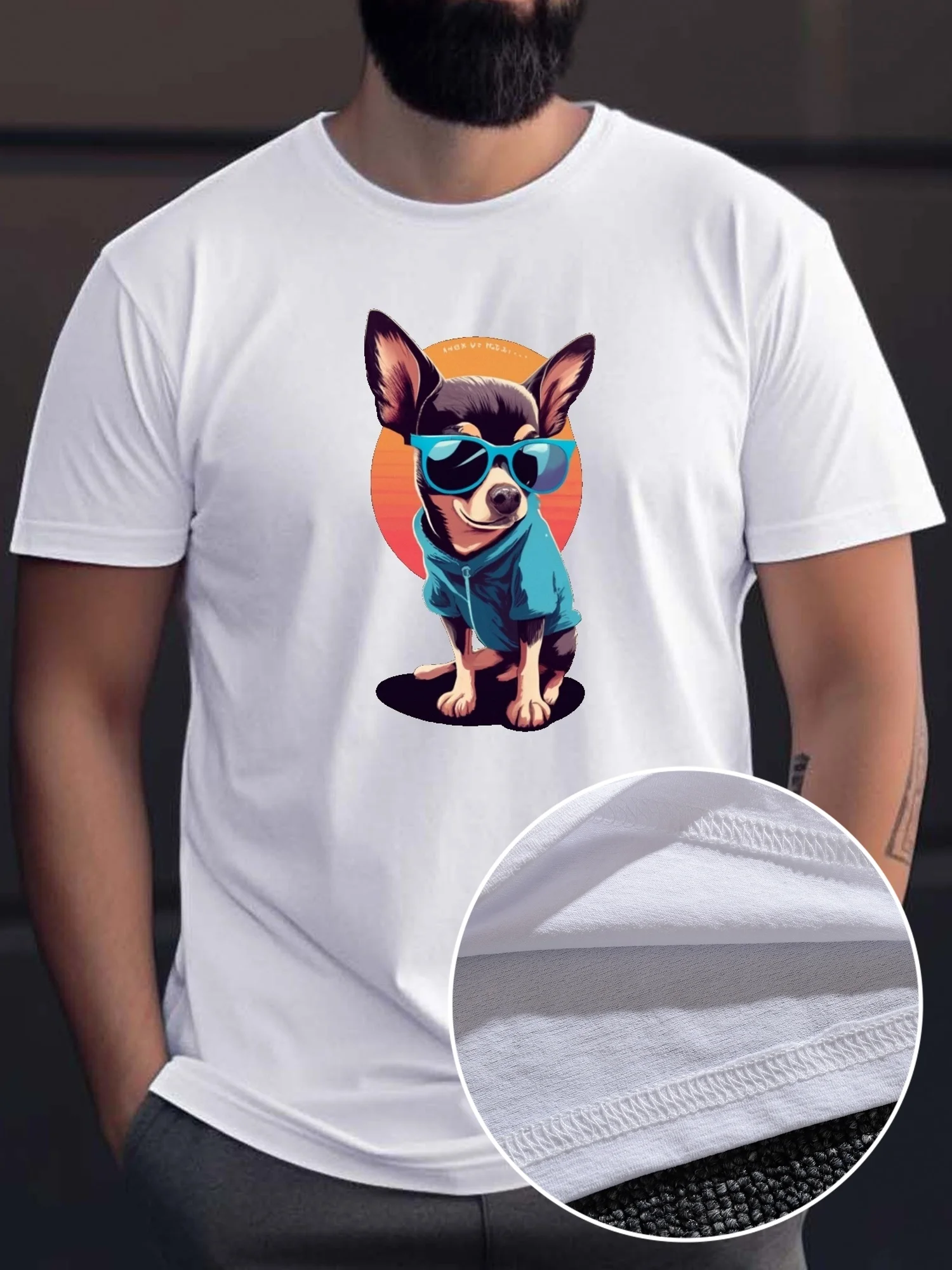 

Мужская футболка с принтом в стиле чихуахуа 80-х годов, повседневная рубашка с короткими рукавами, топ Y2k, одежда, хлопковая женская одежда, футболки в стиле гот