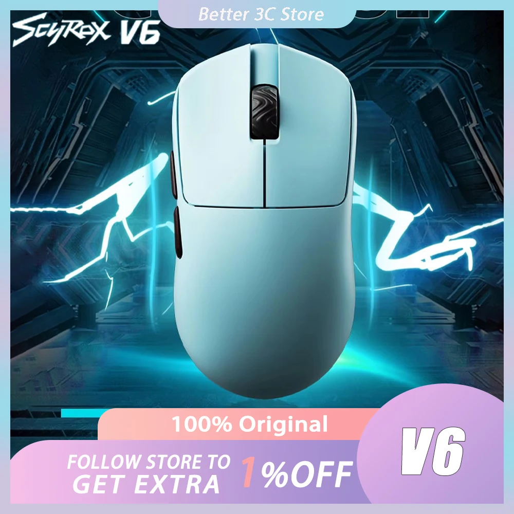 Scyrox V6 Wireless Mouse Low Latency Gaming Mice Lightweight Ergonomic Mouse Customized Esports Gamer PC Office Accessories Gift