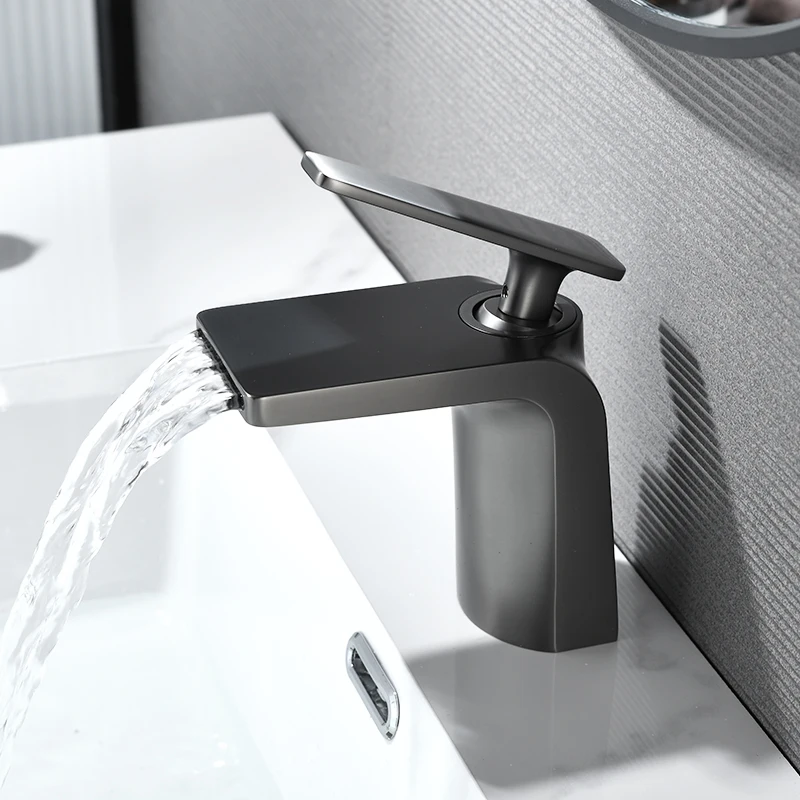 Imagem -05 - Torneira tipo Cascata para Pia Torneira de Pia com Misturador Quente e Frio Preta com Único Furo