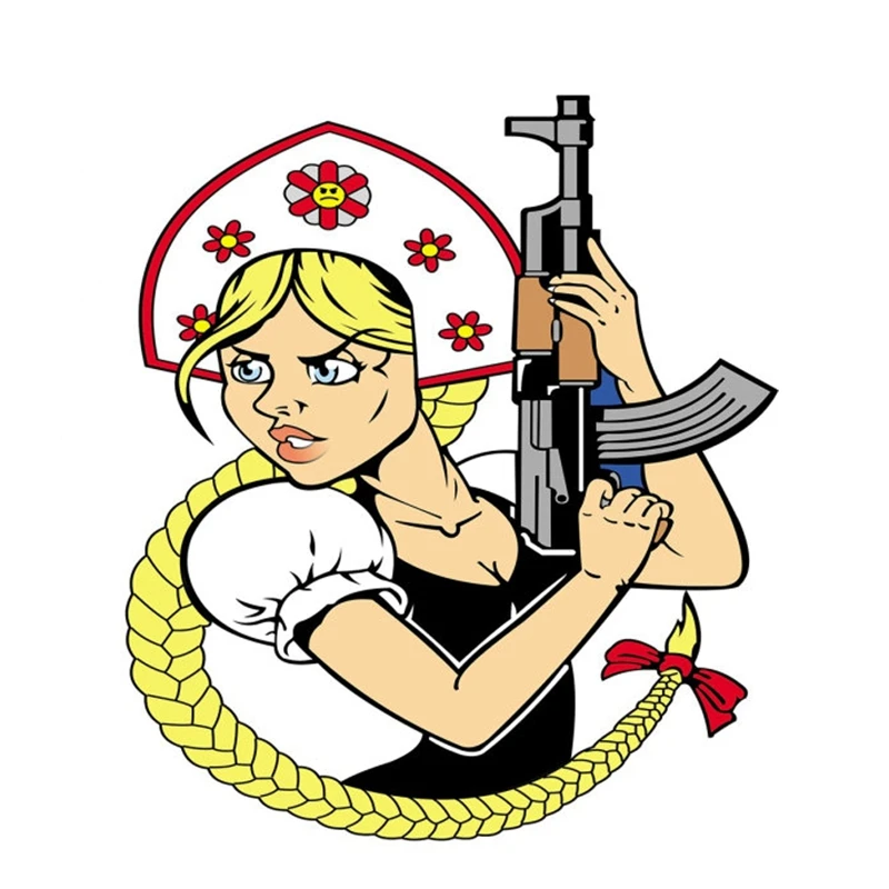 

A0571# 13cm/17cm Removable Decal Girl with A Gun Car Sticker Waterproof Accessories on Bumper Rear Window Laptop