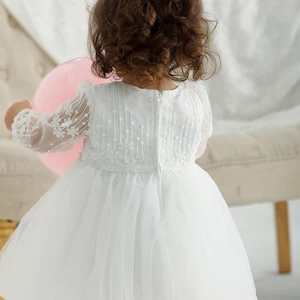 فساتين الأميرة البيضاء للنساء, فستان طفل للفتيات, عيد ميلاد, زفاف, تعميد أعلى 6 مبيعات فستان المعمودية فتاة 3 سنوات - No6