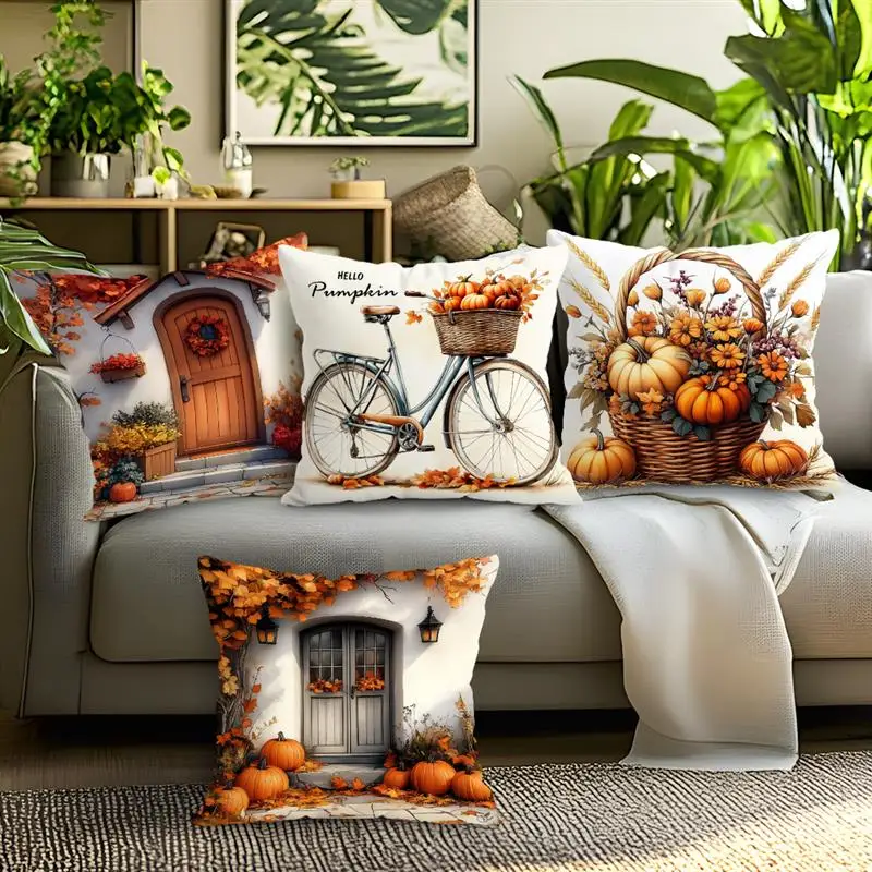 Retro Autumn Pattern Decorative Cushions Pillowcase Polyester Cushion Cover Throw Pillow Sofa Decoration Pillowcover Home Decor