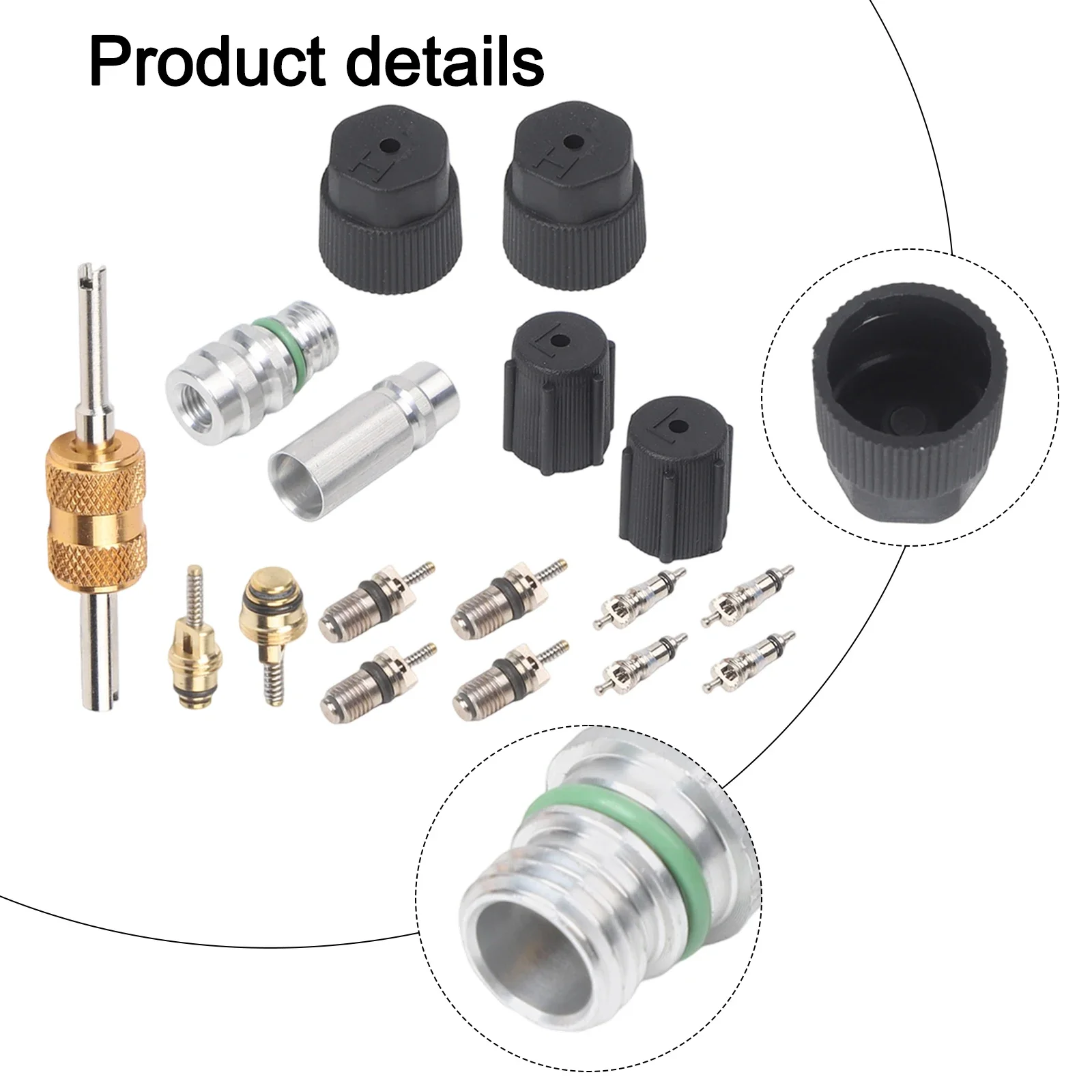 

17 Piece Valve Core Assembly Automotive Cooling Solution Gold, Silver, Black R134a Valve Core Easy Installation Design