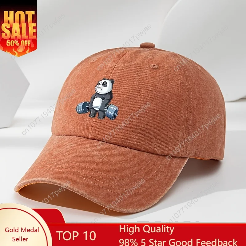 

[Soft Polyester Panda Cap] MAKEFGE Vintage Cartoon Panda Baseball Cap | Soft, Breathable Polyester, Moisture-Wicking, Classic Bl
