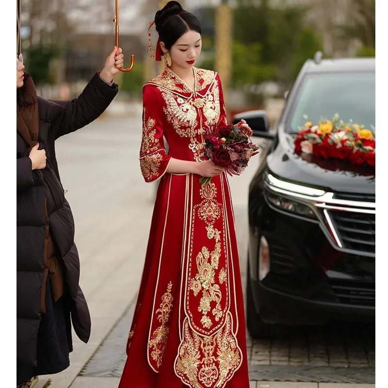 

New luxurious Chinese wedding dress for toasting