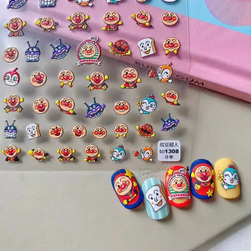 Anime Cartoon Anpanman Baikinman Kawaii Nail Art Stickers Phone Water Cup Decoration Stickers Holiday Gifts for Boys and Girls