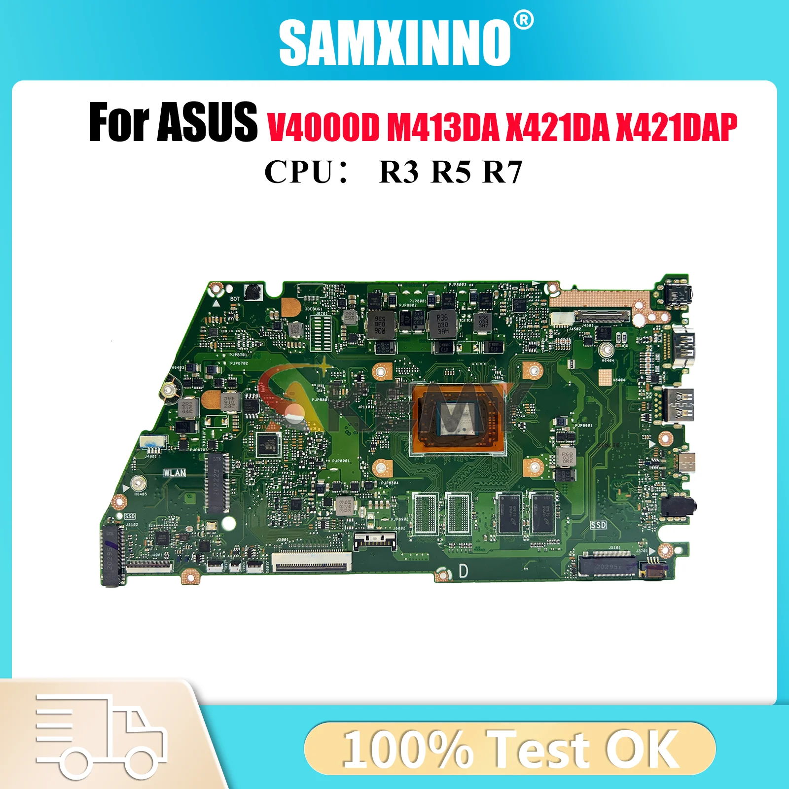 

X421DA Материнская плата для ноутбука ASUS VivoBook X421D X421DA X421DAP V4000D M413DA Материнская плата с процессором R3 R5 R7 100% тест ОК быстрая доставка