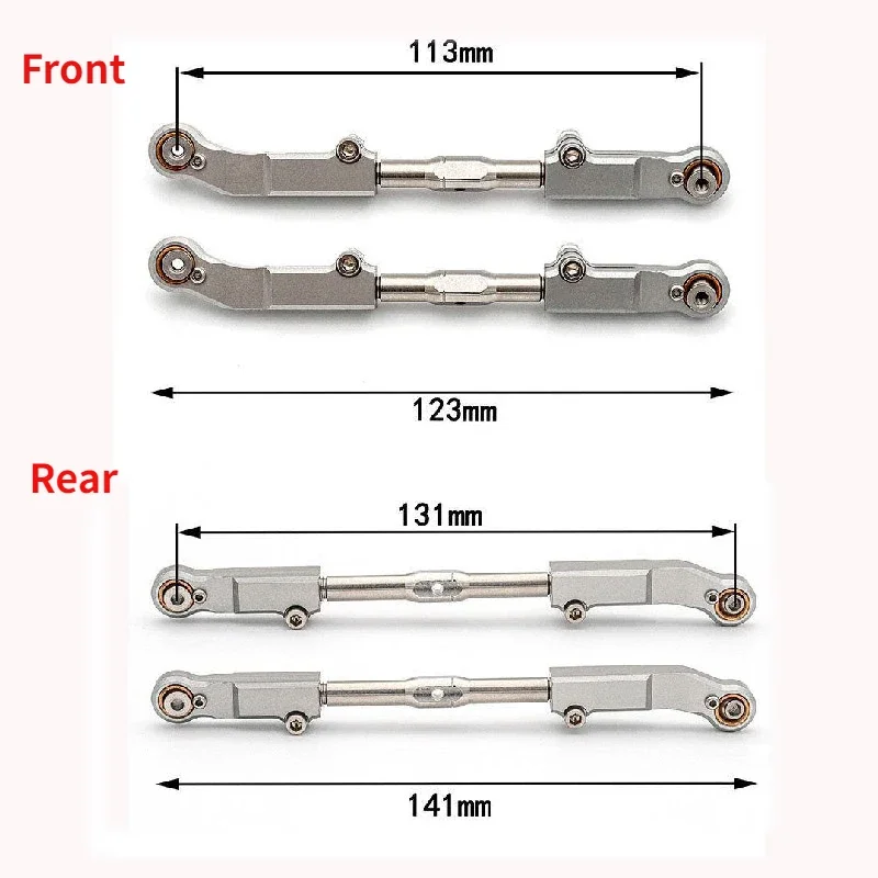 2pcs Metal Front Rear Steering Rod Linkage 131-141mm/113-123mm for Team Corally Kronos XP 6S XTR 1/8 RC Car OP Upgrades Parts