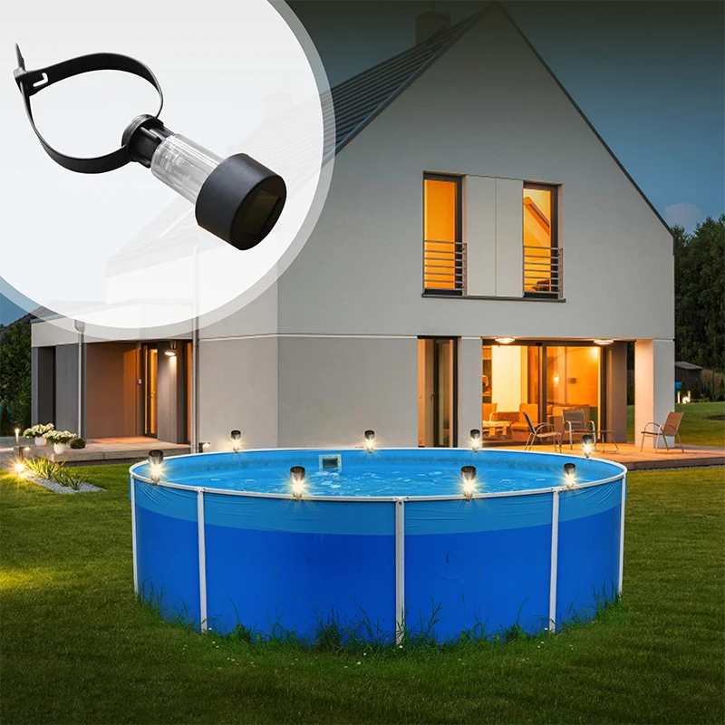 1Pc 3 Color Solar Pool Light Waterproof Swimming Pool Trampoline Fence Yard Lights For Framed Above Ground Pools Atmosphere Lamp