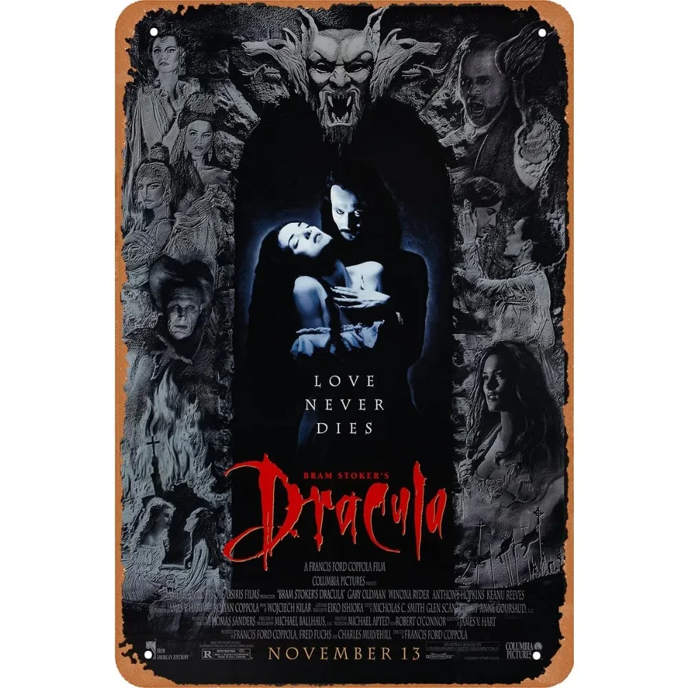 Bram Stoker's Dracula 1992 Horror Movie Poster Vintage Retro Metal Tin Sign for Coffee Bar Home Wall Decorative Birthday Gift