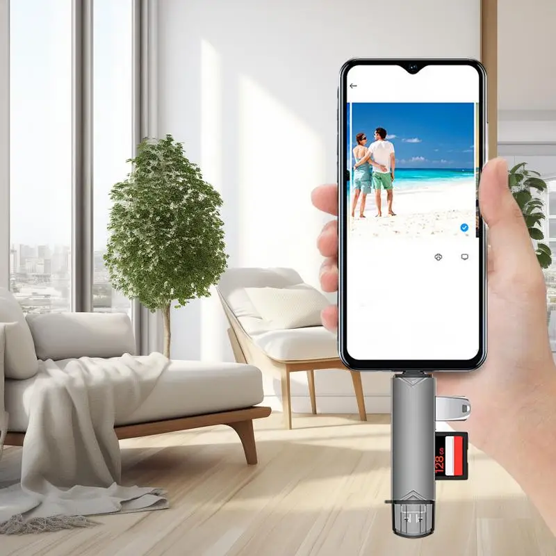 Mobile Card Reader, Versátil Flash Card Reader, Leitores de Cartão de Computador, Adaptador USB de Alta Velocidade, Tipo C