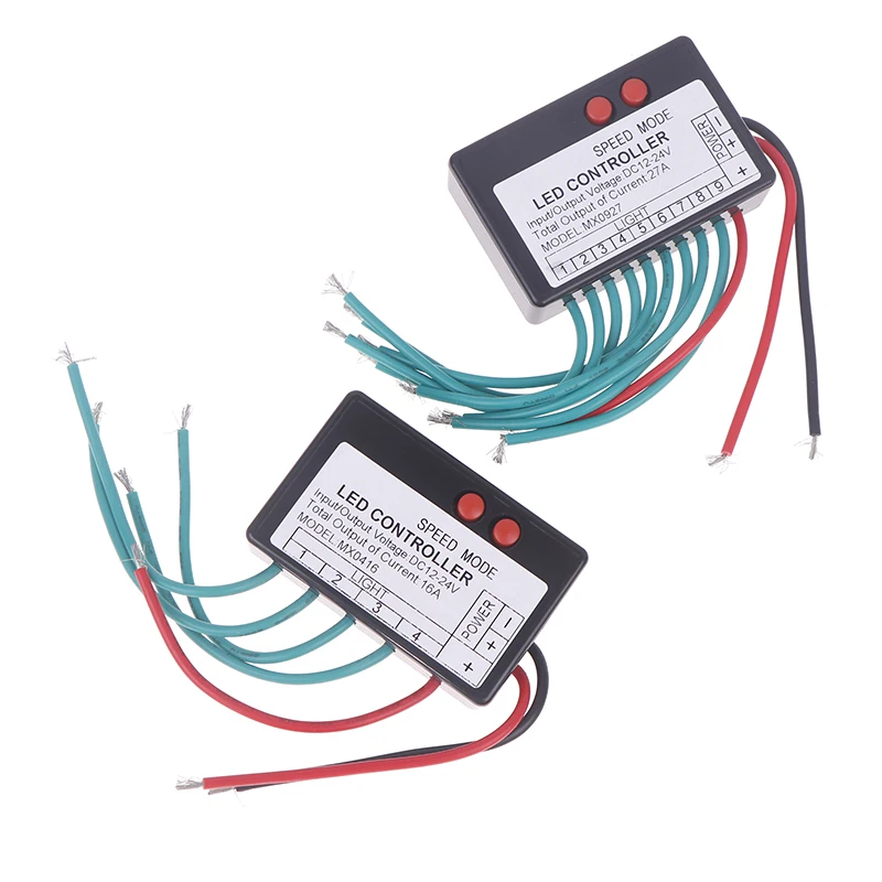 

4-канальный 9-канальный контроллер знака лошади 12–24 В для одноцветных светодиодных лент, переключателя мигающего светового короба, режимов прыжка и взрыва воды