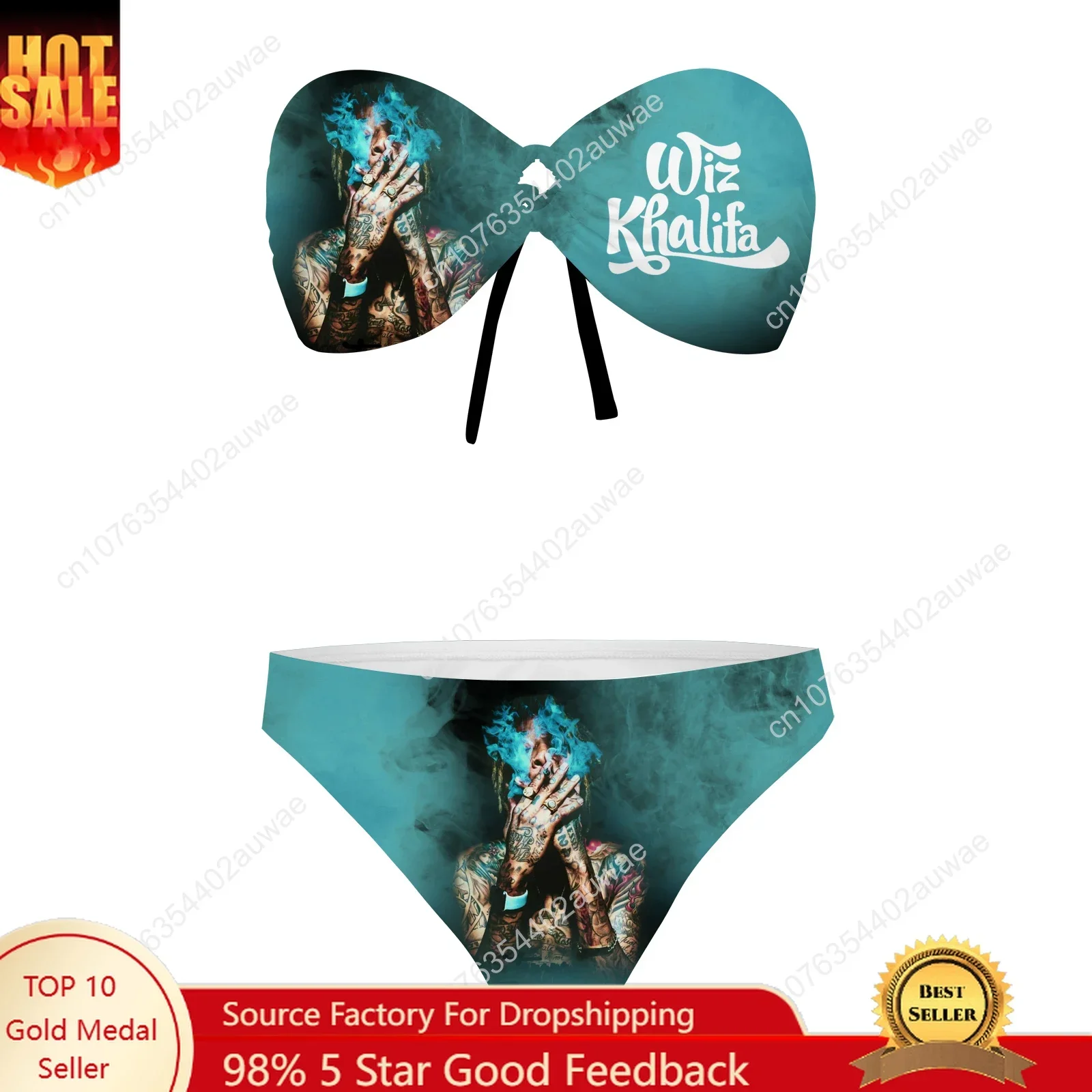 Wiz Khalifa Strapless Swimsuit Womens Bathing Suits Personalized Fashion Swimwear Pool Party Sexy Bikini Customize Beachwear