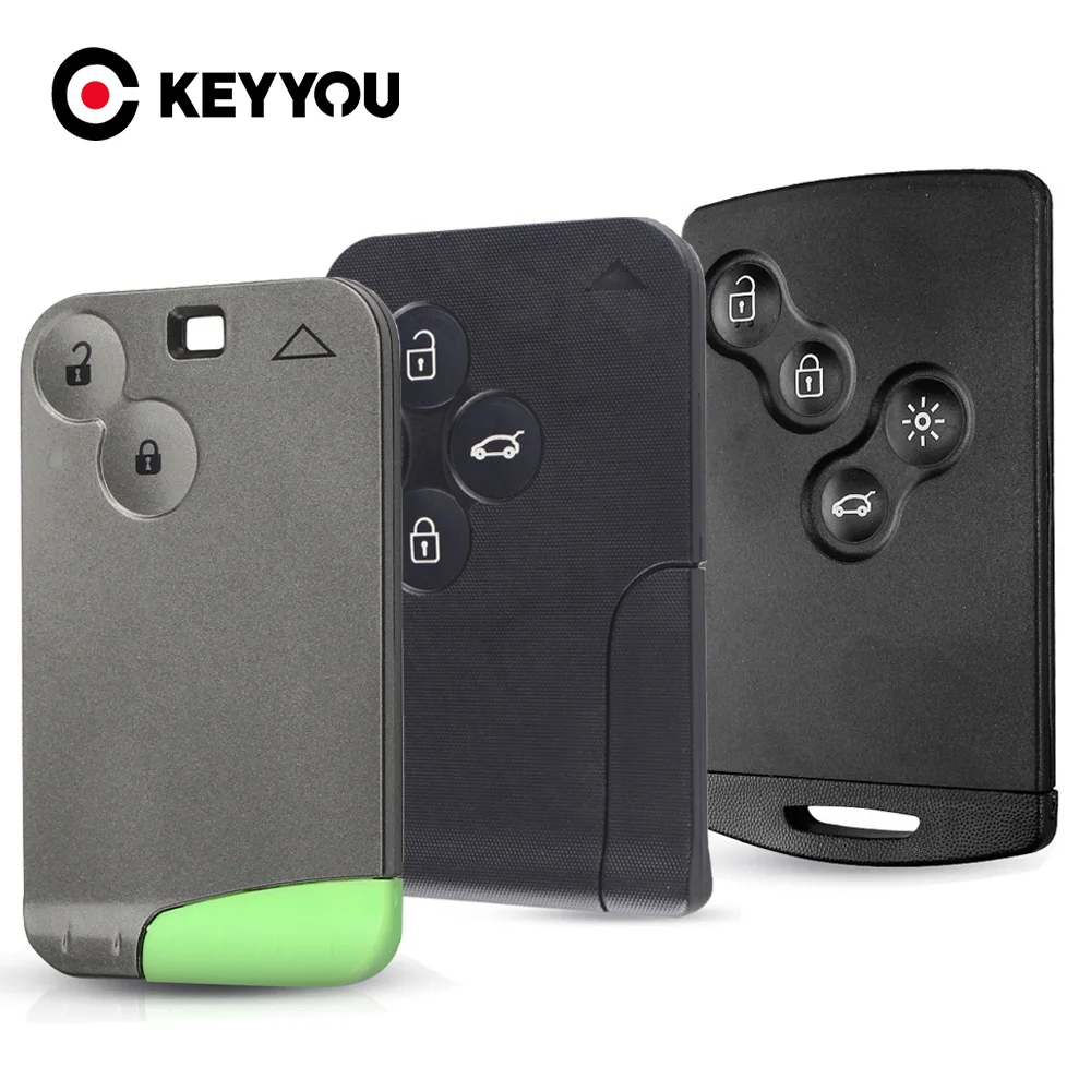 KEYYOU 2/3/4 Button Smart Card Remote Key Shell Case For Renault Clio Logan Megane 2 3 Scenic Laguna Espace Fluence