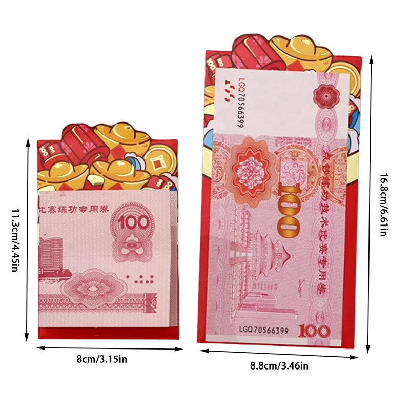 6 Stuks 2024 Chinese Drakenjaar Cartoon Lucky Rode Envelop Creatief Lentefestival Kids Cadeau Geld Enveloppen Rood Pakket