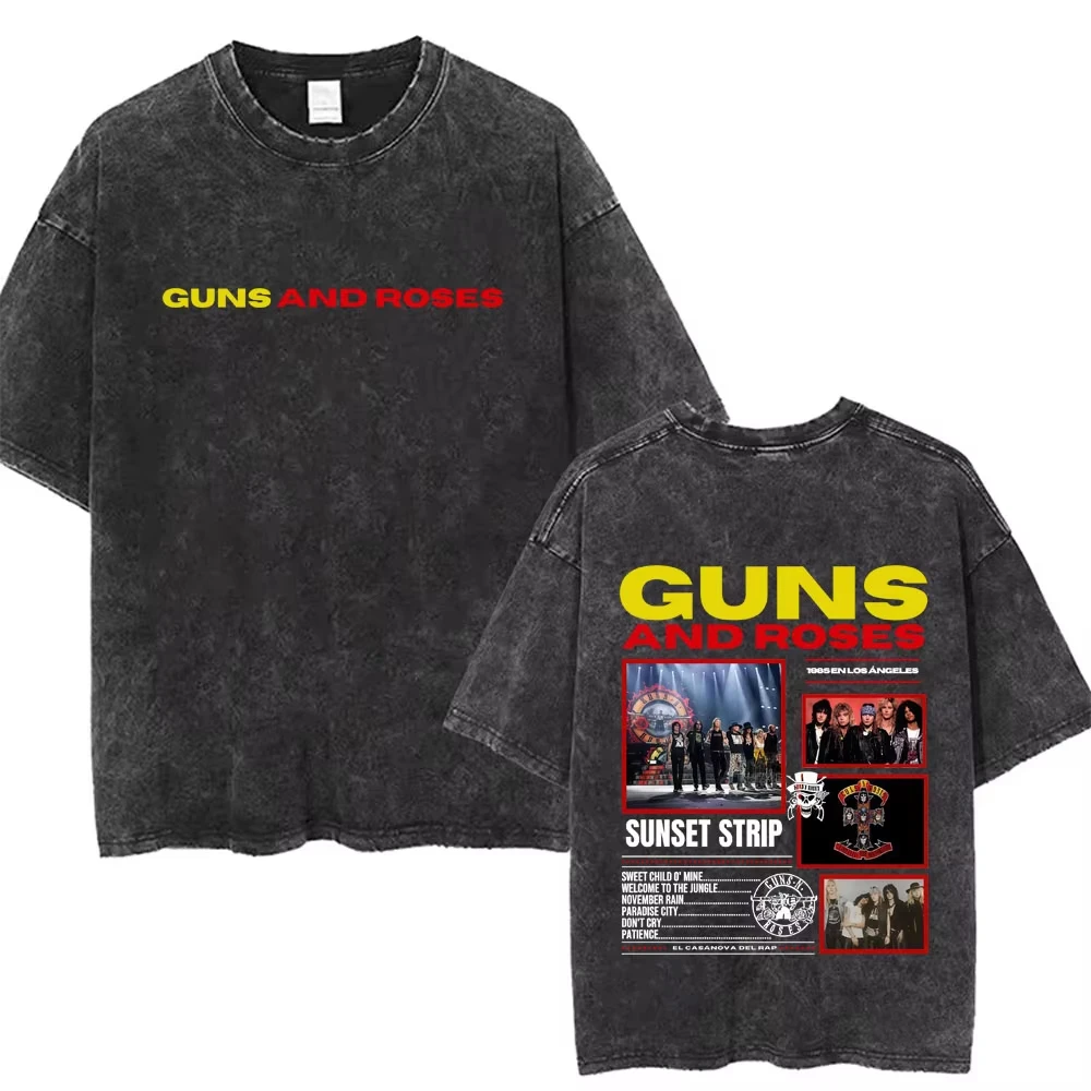 Herrenkleidung T-Shirt Homme Grafik-T-Shirts Neuerscheinung Herren-T-Shirt für Ropa Hombre Guns N Roses Slash 85 Gewaschen Vintage – Detail 10