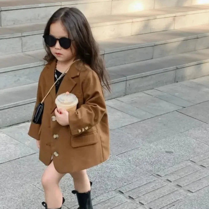

Girls Spring Autumn Suit Jacket 2025 New Fashion Long Sleeve Blazer for Toddler Kids Childrens Casual Solid Color Coat