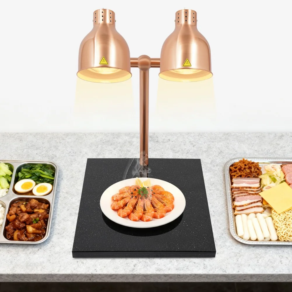 

Food Heat Lamp, Food Warmers, Buffet Warmer, Marble Base, Dual 250W Bulbs,Flexible Gooseneck, Adjustable,Commercial Food Service