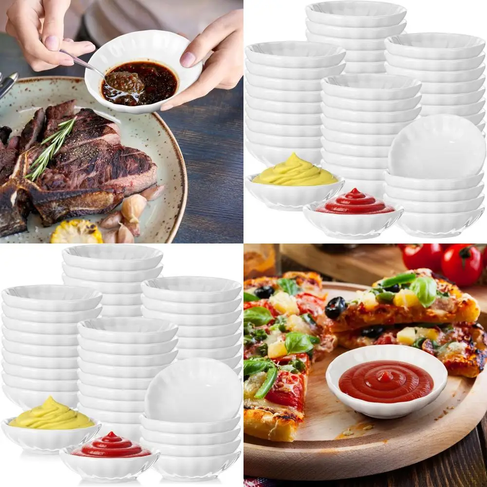 

Набор посуды для белого соевого соуса из 100 предметов, мини-чаши на 1,2 унции для азиатской кухни, суши, супсу и многого другого