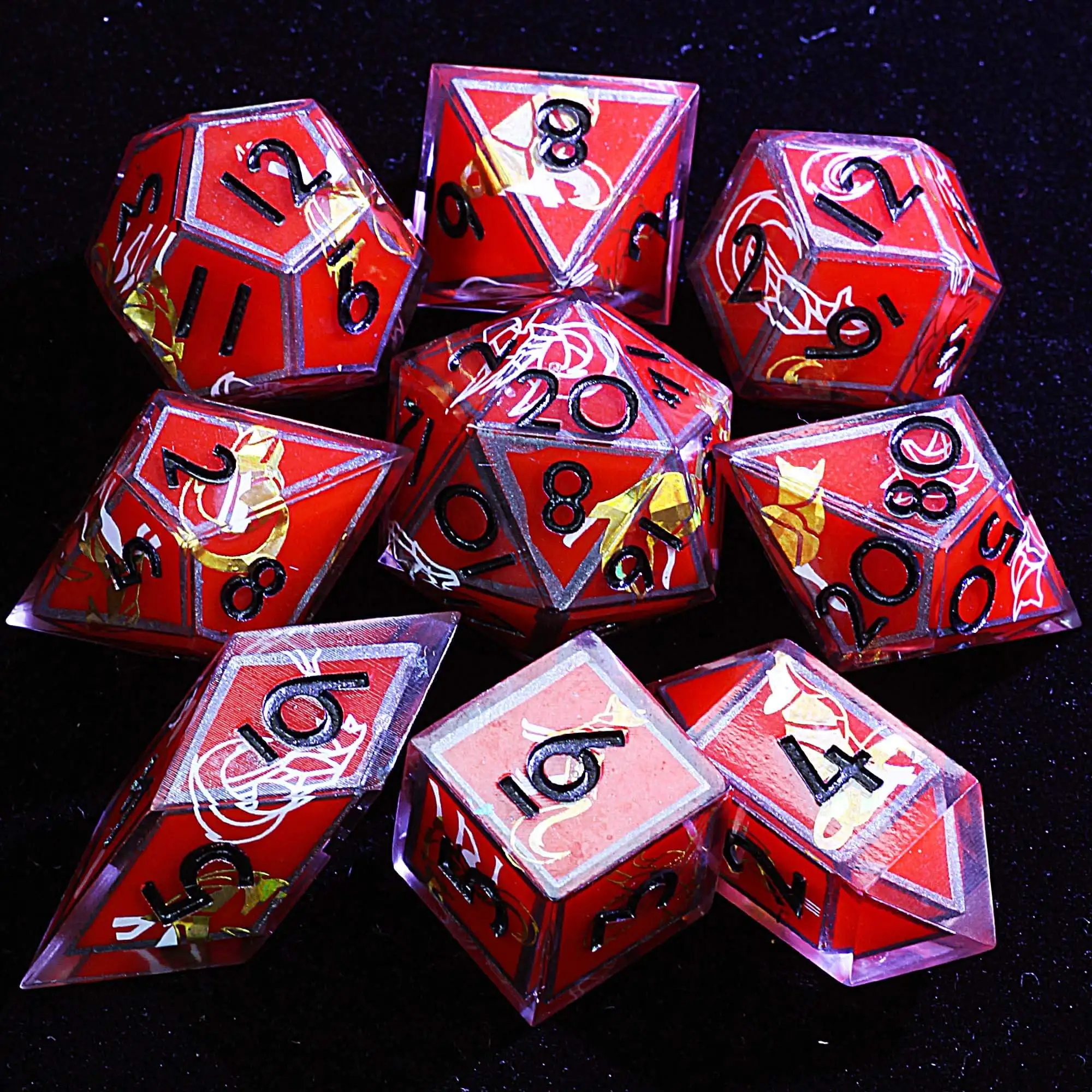 

9 Polyhedral Resin Sets of DD Dice Crimson Fang Howl