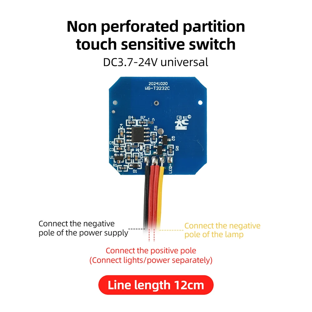No Punch Penetrating Partition Sensor Switch DC 3.7-24V Touch Hand Wave Dimmer For Cabinet Closet LED Lamp