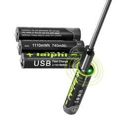 AAA new large capacity rechargeable lithium ion battery AA A 1.5V USB fast charging lithium ion battery