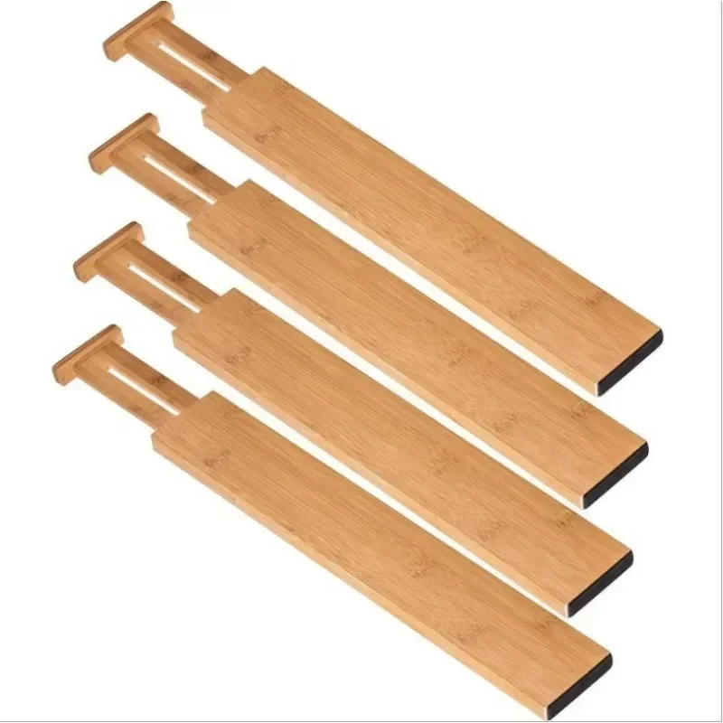 1pc Versatile Bamboo Drawer Dividers Storage Expandable Adjustable Organizer for Kitchen, Bedroom, Wardrobe & Cupboard Cabinets