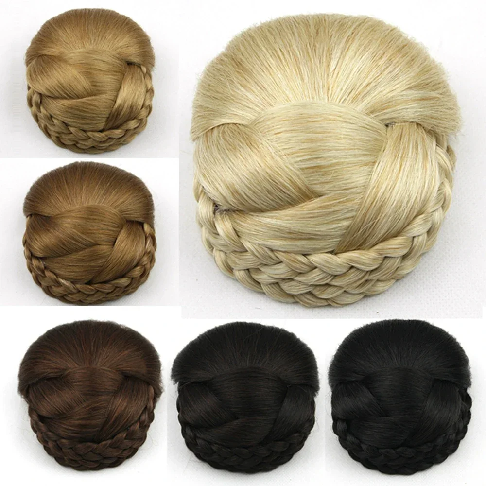 Knitted Braided Hair Clips In Chignon Synthetic Hair Donut Fake Hair Bun Headwear Accessories for Women